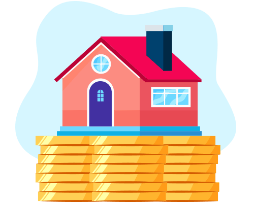 House and coins stack depicting down payment assistance in Florida